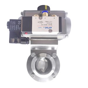 Pneumatic actuator butterfly valve with solenoid valve