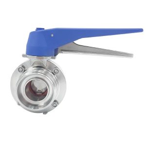 Threaded butterfly valve with blue plastic handle